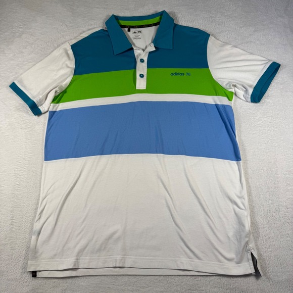 adidas Other - Adidas Golf Polo Shirt Mens Large White Teal Blue Green Excellent Colorblock